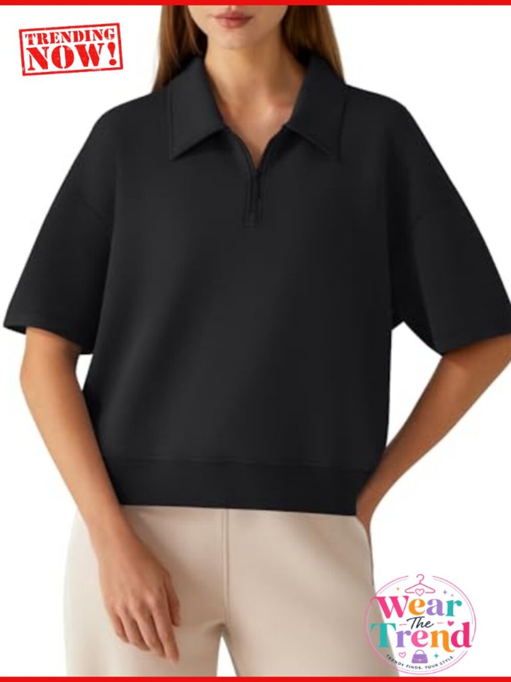 Modal Polo Shirt Short Sleeve Quarter Zip Business Casual Work Top